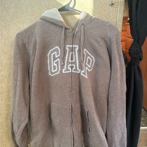 GAP Taupe Zip-Up Hoodie with Logo